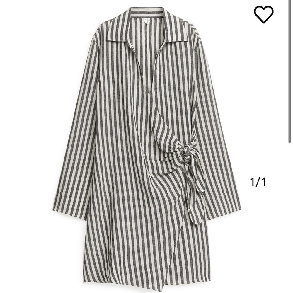 Arket Linen Striped Wrap Dress
